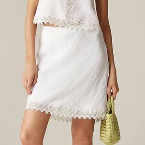 J. Crew Petite Gwen lace-trim slip skirt in linen Size Medium